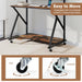 Rolling Computer Desk with Charging Station, Mobile Portable Laptop Desk with Monitor Stand & Storage Shelf, Small Desk with Lockable Wheels for Small Spaces, Home Office (Rustic Brown)