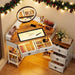Corner Vanity Desk with Rotating Mirror and Lights,Glass Top Makeup Vanity with Human Body Senor&Charging Station,Led Vanity Table Set with 5 Drawers and Shelves for Bedroom