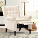 Mid Century Wingback Recliner Chair for Adults, Modern Linen Fabric Push Back Recliner Chairs with Button Tufted Upholstered Back & Footrest, Manual Recliner Chais for Living Room, Nursery, Beige