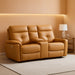 Power Loveseat Recliner Sofa for Adults, Breathable Faux Leather Double Reclining Loveseat Sofa with Console, Cup Holders and Hidden Storage, Electric Daul Recliner for Living Room, Brown