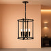 4-Light Black Chandelier, Industrial Black Lantern Ceiling Light Fixtures with Rustic Metal Cage Adjustable Height Farmhouse Geometric Hanging Light for Kitchen Island, Dining Room, Entryway