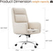 Cocoon Modern Executive High Back Home Office Chair, Upholstered Desk Chair with Wheels, Vanity Chair with Head and Lumbar Support, Armrest (Beige)