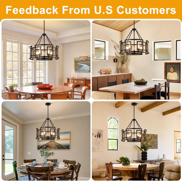 Twenty Inch Chandelier Black Walnut FarmhouseStyle Classic