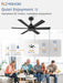 42 Inch Black Ceiling Fan without Light, Bedroom Ceiling Fan No Light, 6 Blades, Quiet Reversible DC Motor, 6-Speeds, Small Ceiling Fan for Bedroom, Living Room, Patio, Indoor/Outdoor Use