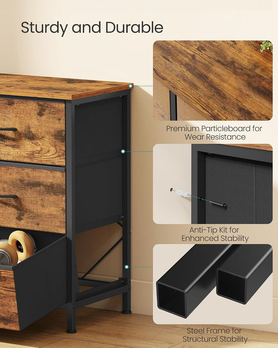 Dresser with 9 Fabric Drawers, TV Stand for Tvs up to 65 Inches