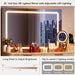 47" Vanity Desk with 5X Magnifying Mirror & 3-Color LED Light, Fluted Glass Top Makeup Table, USB Charging & Hair Dryer Holder, Dressing Table with Adjustable Shelves for Bedroom, Natural Oak