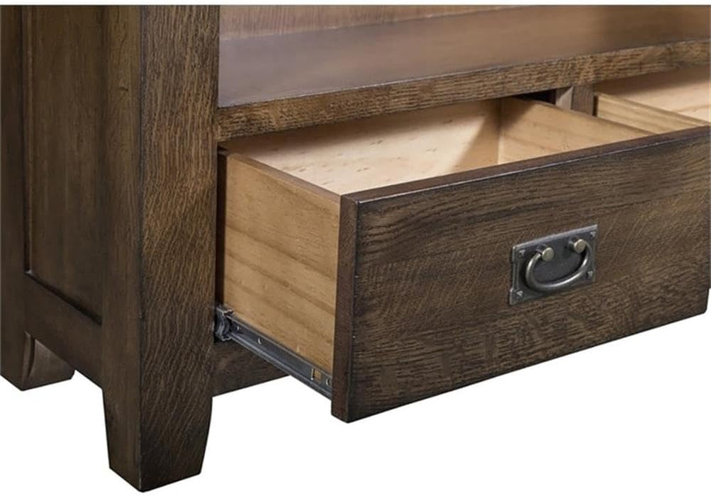 Mission Quarter Sawn Oak Bookcase with 2-Drawers & Open Shelves