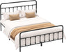 King Size Metal Bed Frame with Headboard and Footboard,Black
