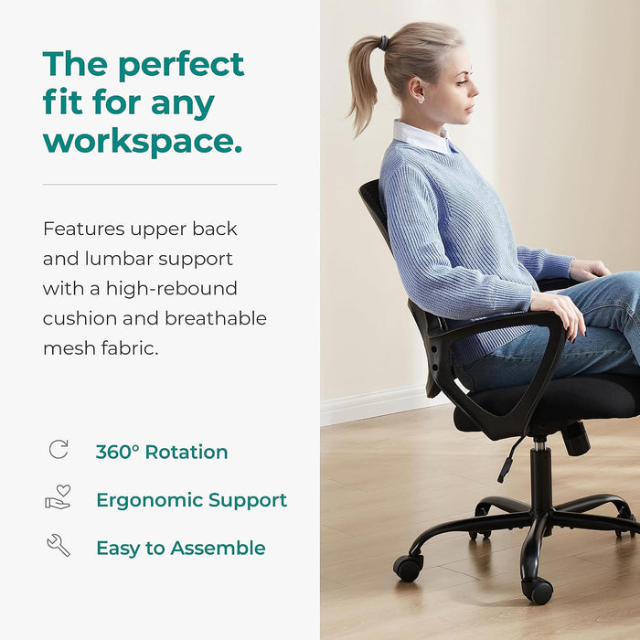 Home Office Chair, Mesh Desk Chair, Ergonomic Lumbar Support