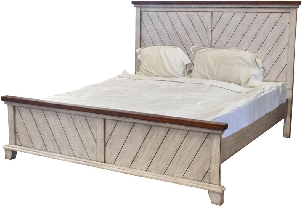 Bear Creek King Bed with Rustic Ivory and Honey Finish BC900-KBED