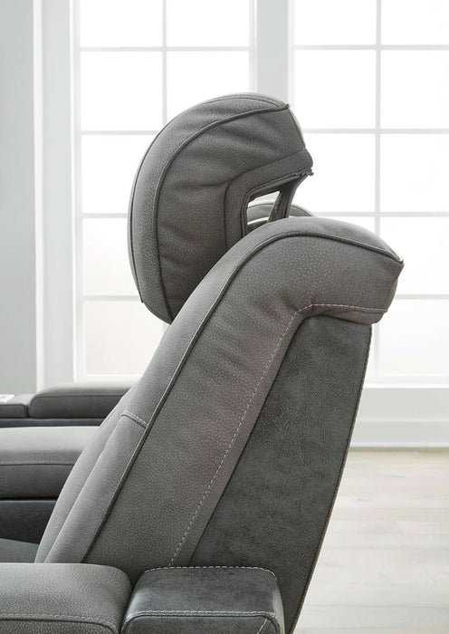 Next-Gen Durapella Modern Faux Leather Power Reclining Sofa with Adjustable Headrest, Gray