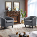 Gray Faux Leather Sophisticated Barrel Chairs Pair