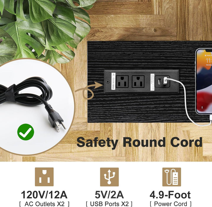 Narrow Sofa Table with Outlet, USB Ports and Charging Station - Skinny Console Table for Living Room and Entryway, Black