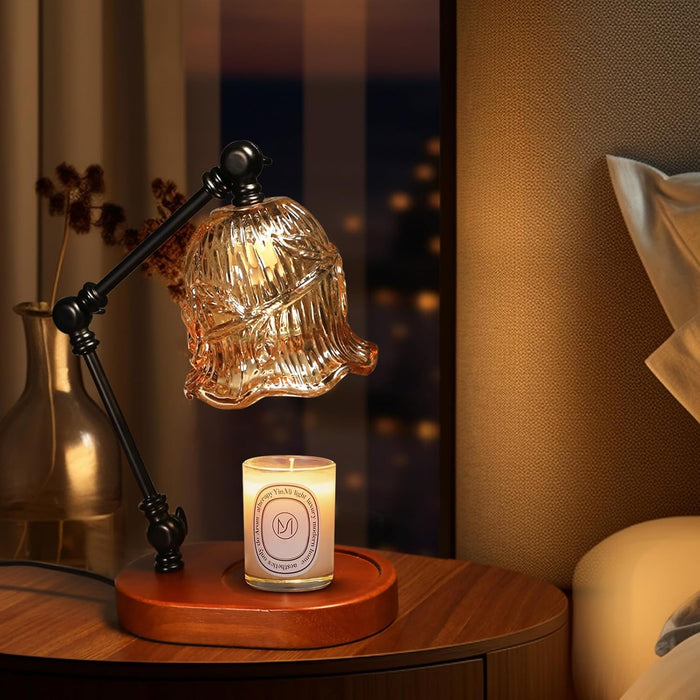 Candle Warmer Lamp, Dimmable Candle Lamp Warmer with Flexible Arm for Customizable Angles, Timer, Bedroom Living Room Home Decor Wax Melt Warmer, Gifts for Mom, with 2 Bulbs