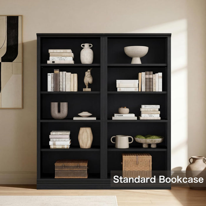 5-Tier Standard Bookshelf, Adjustable Shelves, 72.5"