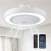 22In Enclosed Ceiling Fan with Light and Remote, White Modern Bladeless Ceiling Fan with Bright Light, Led Flush Mount Ceiling Fans for Bedroom, Living Room, Kid Room(6 Speeds, 3000-6000K)
