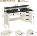 Farmhouse Computer Desk with Drawers, 47" Small Computer Desk with Power Outlets, Home Office Desk with Monitor Stand & 4 Drawers, Writing Study Table, Black & White