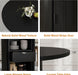 47" round Dining Table for 4-6, Farmhouse Kitchen Table, Black | Dining Table with 2-Layer Storage Shelf and Drawer, Circle Dinner Table for Dining Room, Kitchen, Living Room (Table Only)