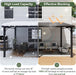 10' X 14' Lean to Gazebo, Upgraded Hardtop Outdoor Pergola with Sloping Galvanized Steel Roof, Large Wall-Mounted Heavy Duty Awnings for Patio, Backyard, Deck, Porch (Black)