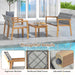 4 Pieces Outdoor Furniture Set, Acacia Wood Frame Sofa Set W/Rattan Seat & Back, Patio Conversation Set W/Coffee Table for Balcony, Poolside, Backyard (Mix Gray)