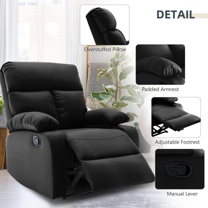 Small Manual Recliner for Adults in Black