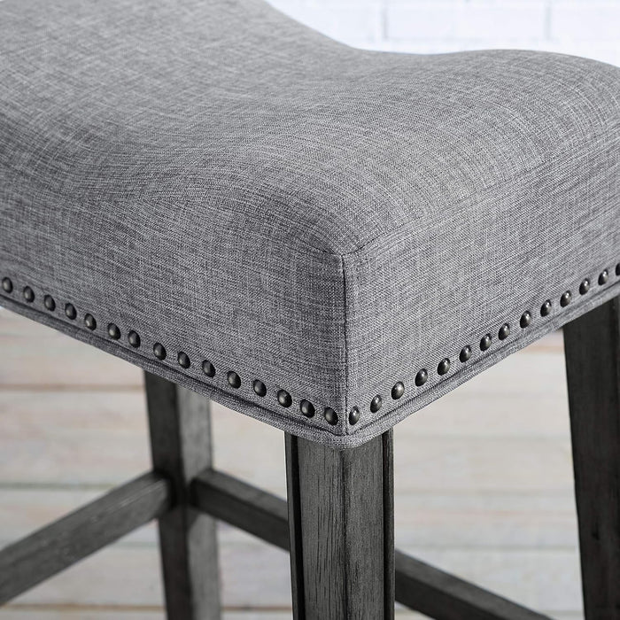 Coco Upholstered Backless Saddle Seat Bar Stools 29" Height Set of 2, Gray