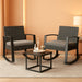 3 Pieces Patio Furniture Set Rocking Bistro Set Outdoor Rattan Conversation with Coffee Table for Garden Balcony Backyard Poolside (Grey Cushion)