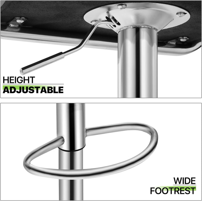 Bar Stools Set of 2 for Kitchen Counter, Height Adjustable Swivel PU Leather Barstools, Modern Bar Chair with Back and Footrest, Grey