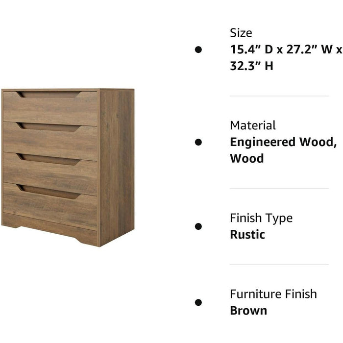 Rustic Brown 4-Drawer Storage Cabinet
