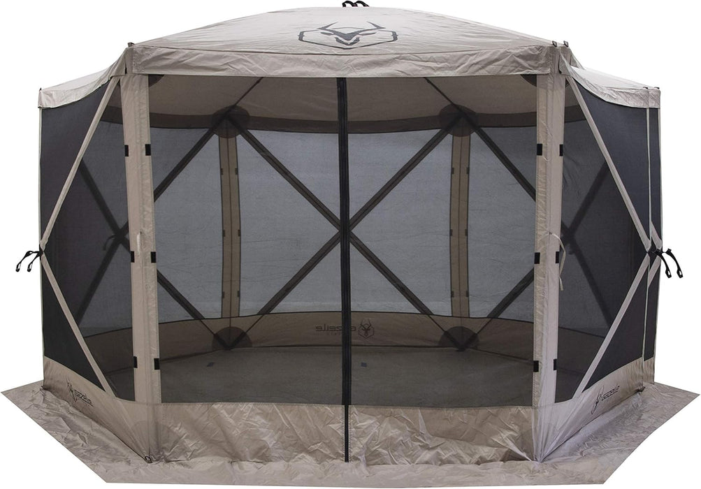 Tents™, G6 6-Sided Portable Gazebo, Easy Pop-Up Hub Screen Tent, Waterproof, UV Resistant, 8-Person & Table, Desert Sand, 86" X 124" X 124", GG601DS