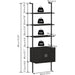 73" Tall Bookshelf with Cabinet, Industrial Ladder Wall Mount Shelf Bookcase with Wood and Metal Frame, Plant Shelf Wall Storage Display for Living Room Bedroom, Black Wood Grain