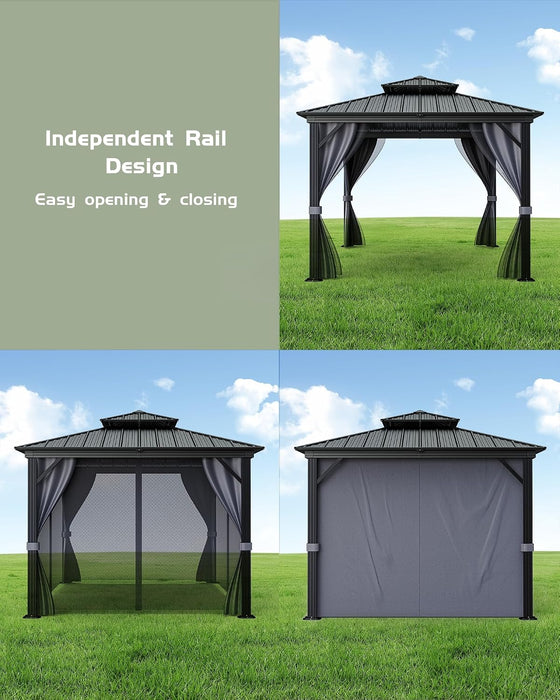 10x10 Ft Hardtop Outdoor Gazebo Weatherproof DoubleRoof