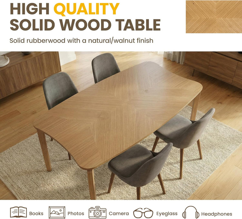 63 Inch Oak Finish SolidWood DiningTable Contemporary