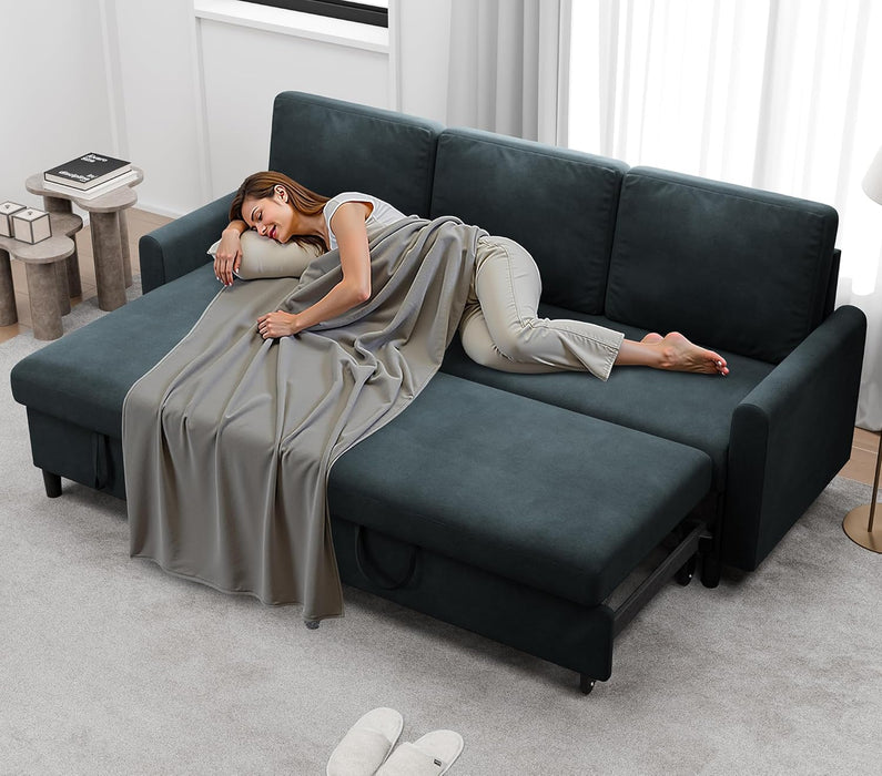 Dark Gray Convertible Sectional Sofa Bed StorageDrawer