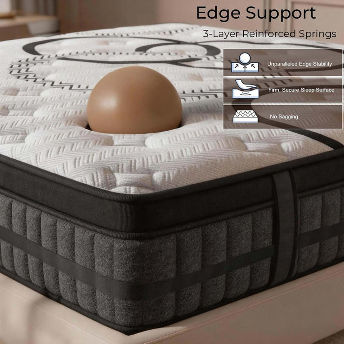 Extra Firm King Size Mattress 10 Inch-Firm Hybrid King Mattress for Supportive Pressure Relief Cooling Gel Memory Foam & Pocketed Coils Fiberglass-Free Certipur-Us Certified
