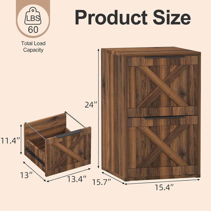 Wood Filing Cabinet, 2 Drawer File Cabinet for Home Office