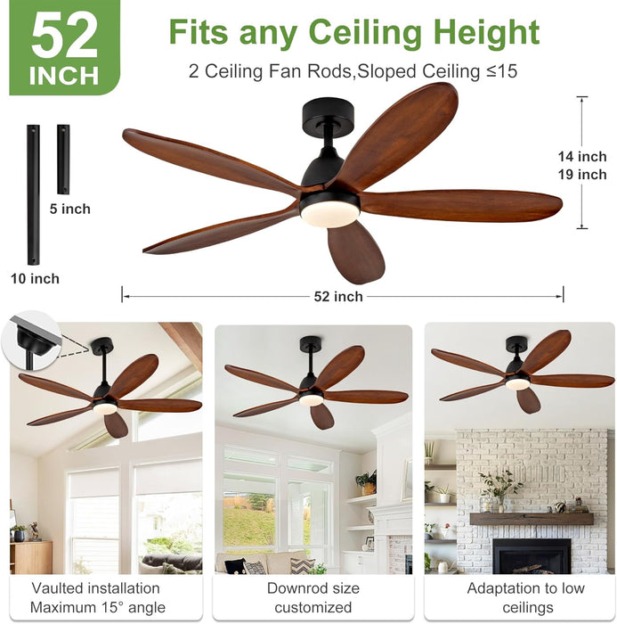 52Inch EnergySaving SolidWood Ceiling Fan Remote Lights