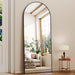 56"X21" Arched Full Length Mirror Floor Mirrors with Aluminum Alloy Frame Free-Standing Wall Mounted Floor Mirrors or Large Dressing Mirror, Black Mirror Full Length