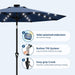 9FT Solar Patio Umbrella with 32 LED Lights - Outdoor Table Umbrella with Crank Lift, Push Button Tilt and 8 Sturdy Ribs - Market Umbrella UV Protection for Pool, Deck, Yard, Garden -Navy Blue