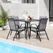 Patio Dining Set 5 Pieces, All Weather Outdoor Furniture W/30"X 30" Table and 4 Stackable Textilene Chairs, Metal Table and Chairs for Lawn, Garden, Poolside, Backyard (Umbrella Not Included)