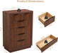 Walnut Dresser with 6 Drawers, 44.4" Tall Modern Chest of Drawers with Thickened Curved Profile Design, Wooden Dresser Organizer for Bedroom, Living Room, Hallway