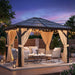 10X12 Ft Gazebo, Hardtop Outdoor Canopy Aluminum Frame Permanent Gazebo with Netting and Curtains, Polycarbonate Garden Tent for Patio, Lawn, Backyard, Deck (10 Ft X12 Ft)