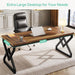 63" Large Industrial Executive Desk with Extra Thickened Tabletop & Metal Frame, Heavy-Duty 300 Lb Capacity Home Office Desk for Study Room, Dorm, Bedroom – Vintage Brown & Black