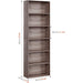 6-Tier Open Bookcase and Bookshelf, Freestanding Display Storage Shelves Tall Bookcase for Bedroom, Living Room and Office, Oak