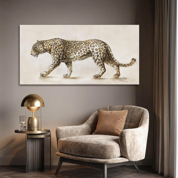 Leopard Canvas Wall Art, Neutral Textured Big Cat Art Prints, Modern Wildlife Wall Decor for Living Room Bedroom Office 20X40 Inch