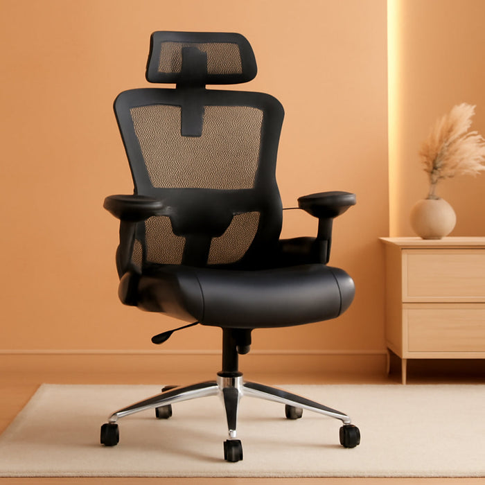 Big and Tall Office Chair, 400Lbs Heavy Duty Ergonomic Desk Chair with Soft 3D Modeling Foam Cushion Home Office Desk Chairs with Adjustable Headrest Seat Height Executive Computer Task Chair
