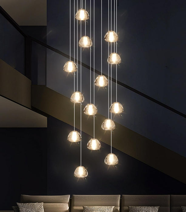 14-Light Gold Chandelier For High Ceiling Hallways