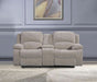 Soft Microfiber Reclining Sofa Set, Drop down Table, Cupholder Console, Living Room Set, Sofa Loveseat Glider Chair 8018M (Light Grey, Sofa+Loveseat)