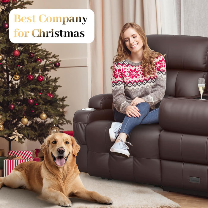 Recliner Sofa, Massage Reclining Sofa 3 Seater Sets Heavy Weight Capacity, RV Loveseat Couch Clearance with Flip Back Console, Storage, Cup Holders, Wall Hugger Reclining Couch for Living Room