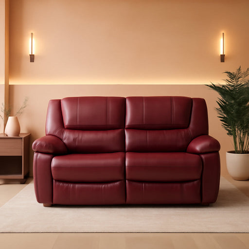 Red Faux Leather Reclining Loveseat